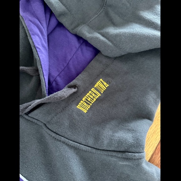 MENS UNI U of NORTHERN IOWA PANTHERS HOODED SWEATSHIRT HOODIE GRAY PURPLE XL EC - Picture 3 of 4